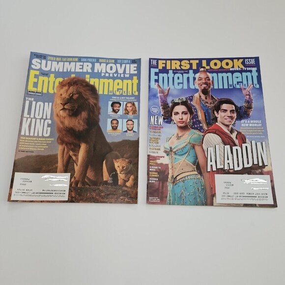 2 Disney Entertainment Weekly Magazine Lot Lion King 1560 2019 Aladdin 1542 2018 - Picture 1 of 2